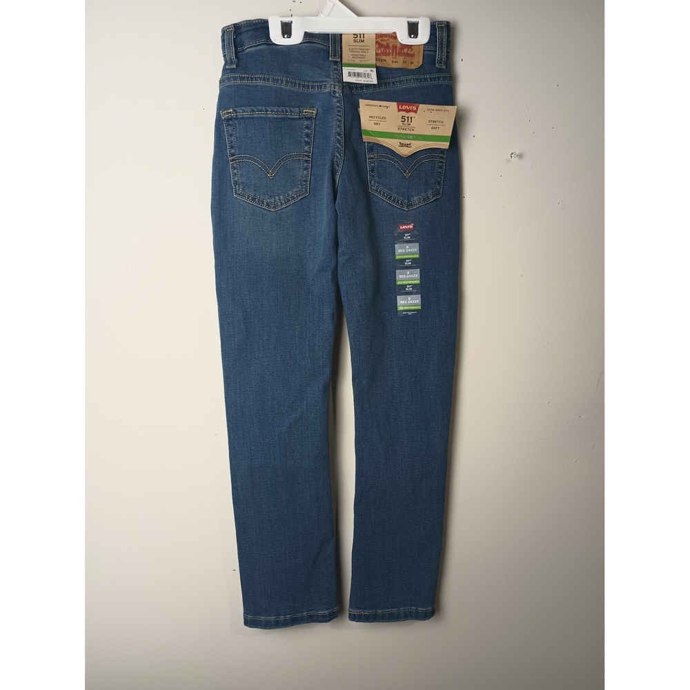 Levis 511 Slim Boys Jeans Size 8 Reg 24x25 Eco Performance Stretch Blue 91C751 - Picture 6 of 8